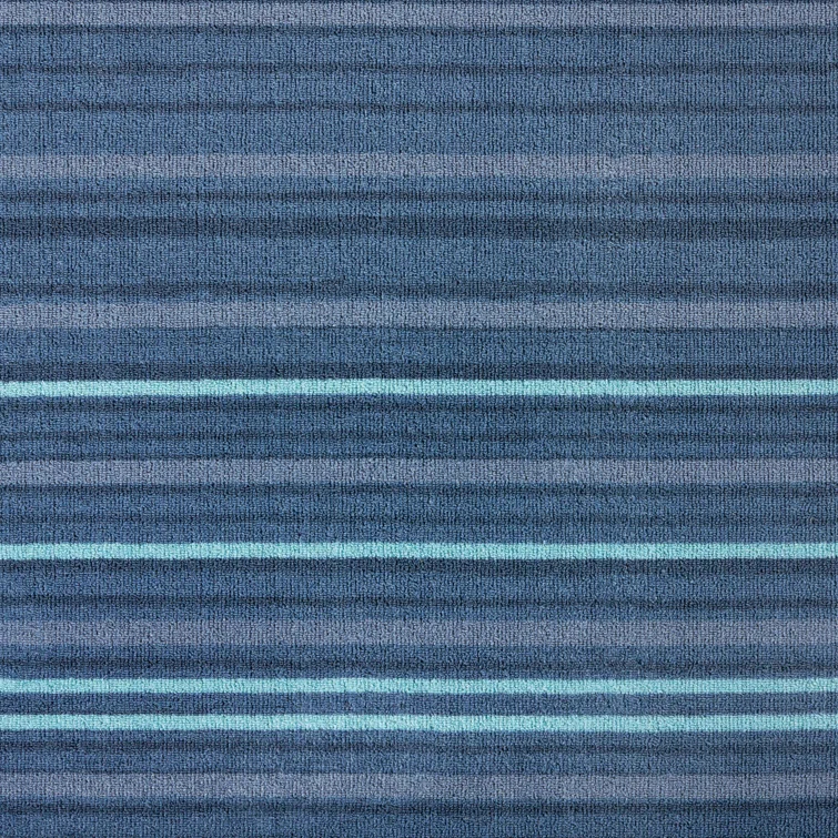 TOWN & COUNTRY BASICS Layne Everwash Non-Slip Backing Area Rug Navy Blue/Blue
