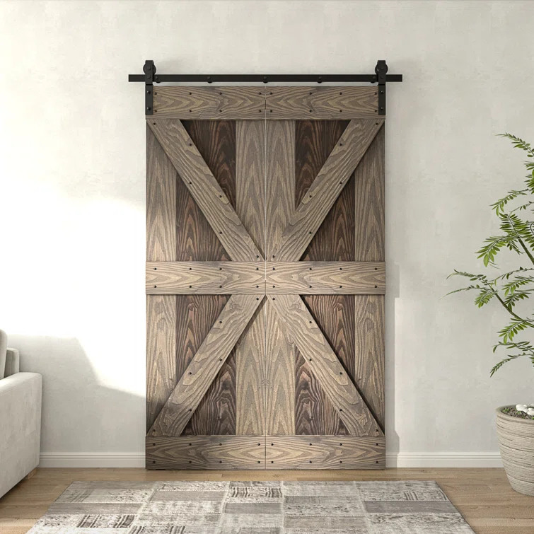 Coast Sequoia 84"H Embossing Bi-Fold Barn Door With Sliding Hardware Kit