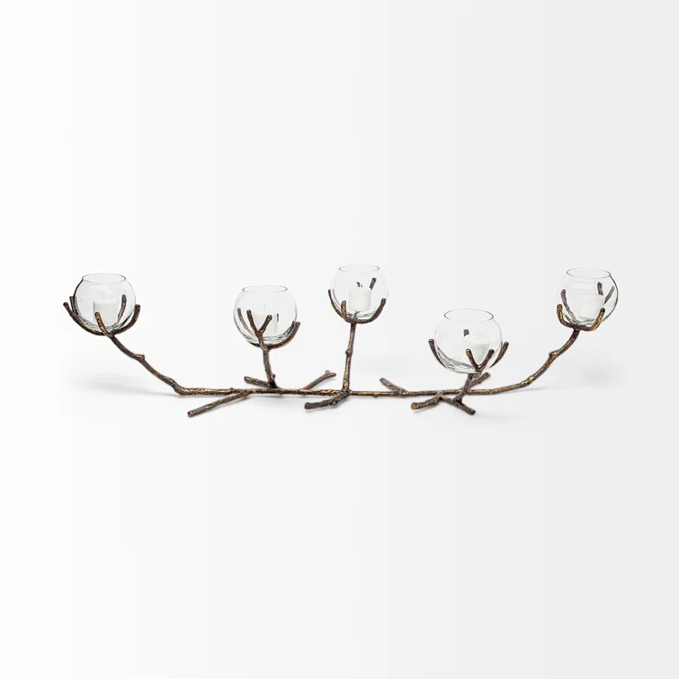 Rustic Vine 30'' Distressed Wood Five-Arm Candelabra