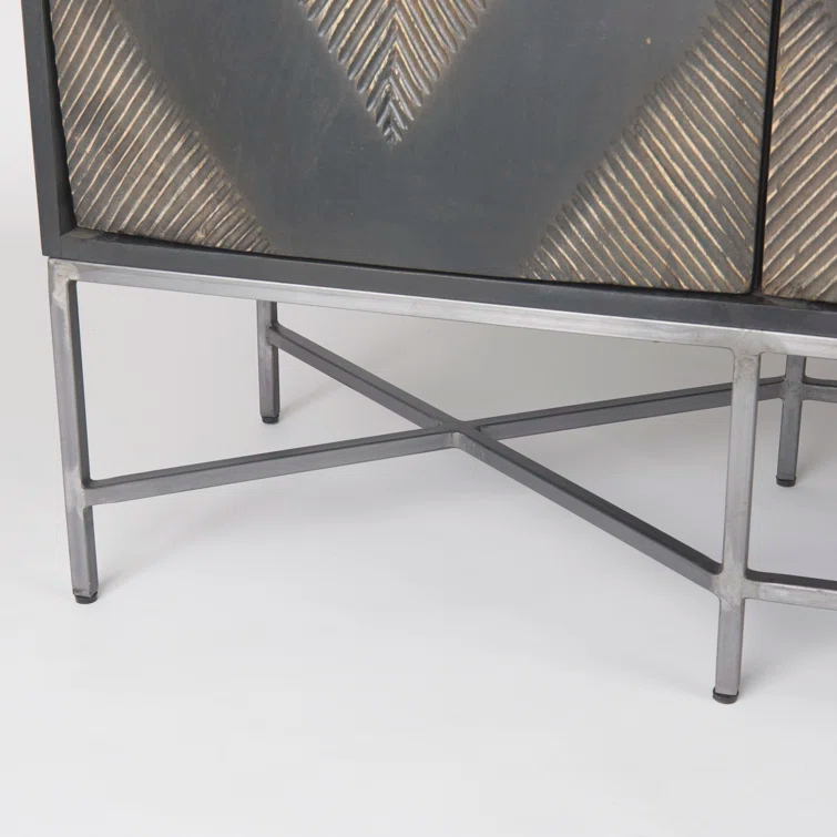 Hogarth 72'' Two-Tone Diamond-Patterned Mango Wood Sideboard