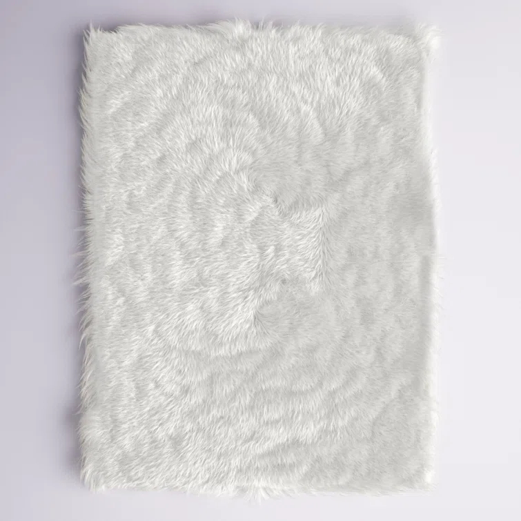 Diller White Faux Sheepskin Fur Machine Washable Shag Fluffy Area Rug