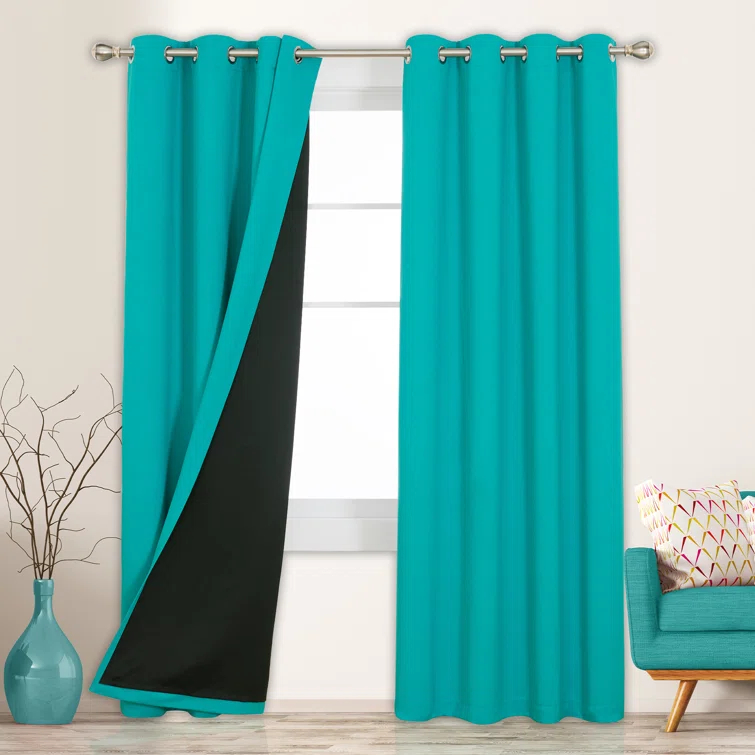 Deconovo Deconovo 100 Percent Blackout with Liner Grommet Curtain Panel Pair (Set of 2)