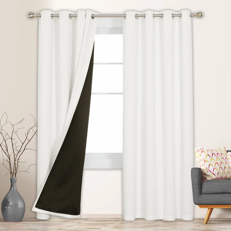 Deconovo Deconovo 100 Percent Blackout with Liner Grommet Curtain Panel Pair (Set of 2)