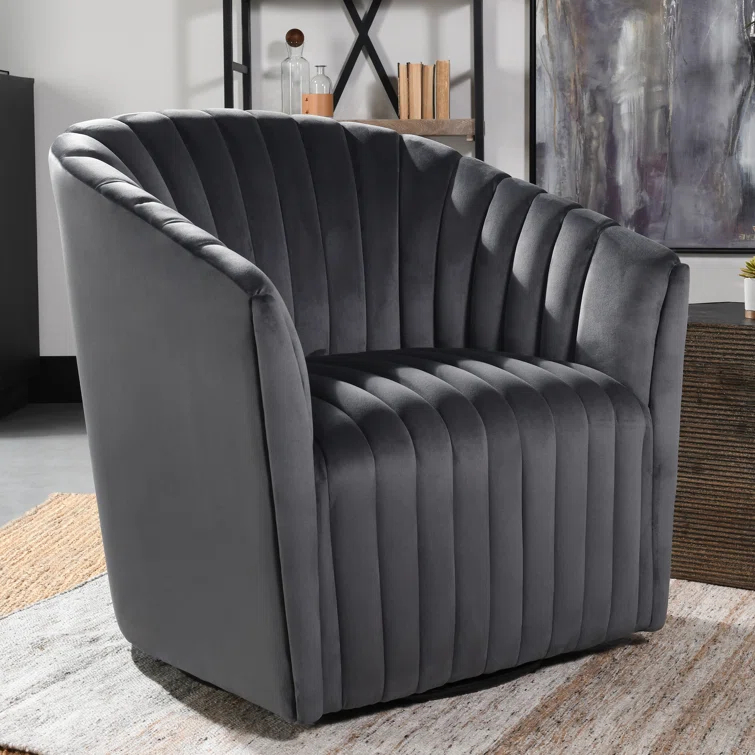 Upholstered Swivel Barrel Chair