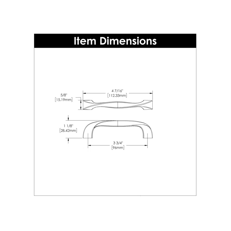Twist Kitchen Cabinet Handles, Solid Core Drawer Pulls for Cabinet Doors, 3-3/4" (96mm)