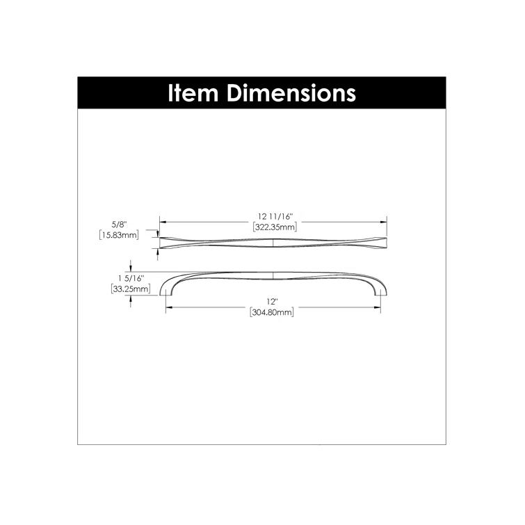 Twist Kitchen Cabinet Handles, Solid Core Drawer Pulls for Cabinet Doors, 12"