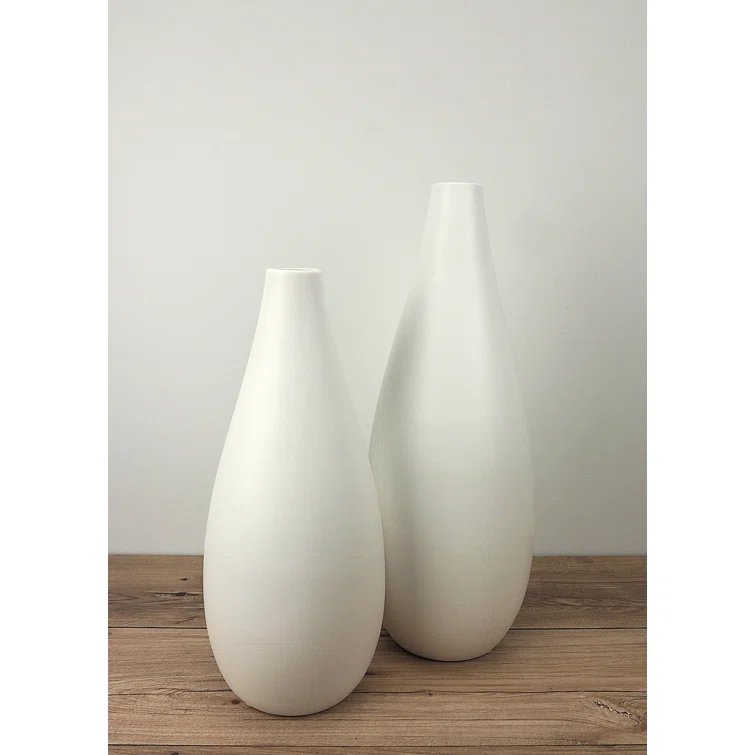 Drop Slim Short Ceramic Vase