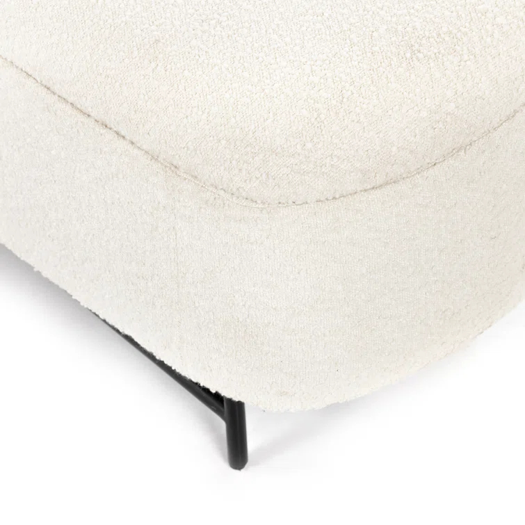 Contemporary White Upholstered Storage Bench with Iron Frame