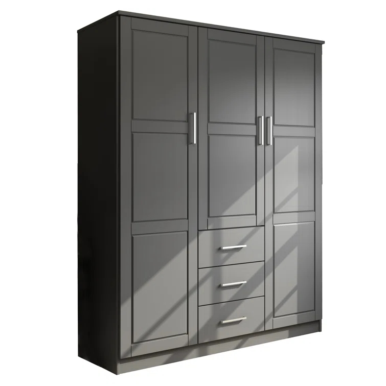 Hokku Designs Bassam Cosmo 100% Solid Wood 3-door Wardrobe Armoire