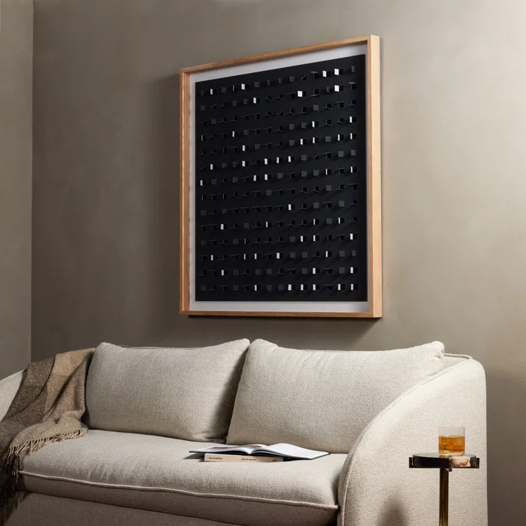 Abstract Black and White Oak Framed Canvas Print