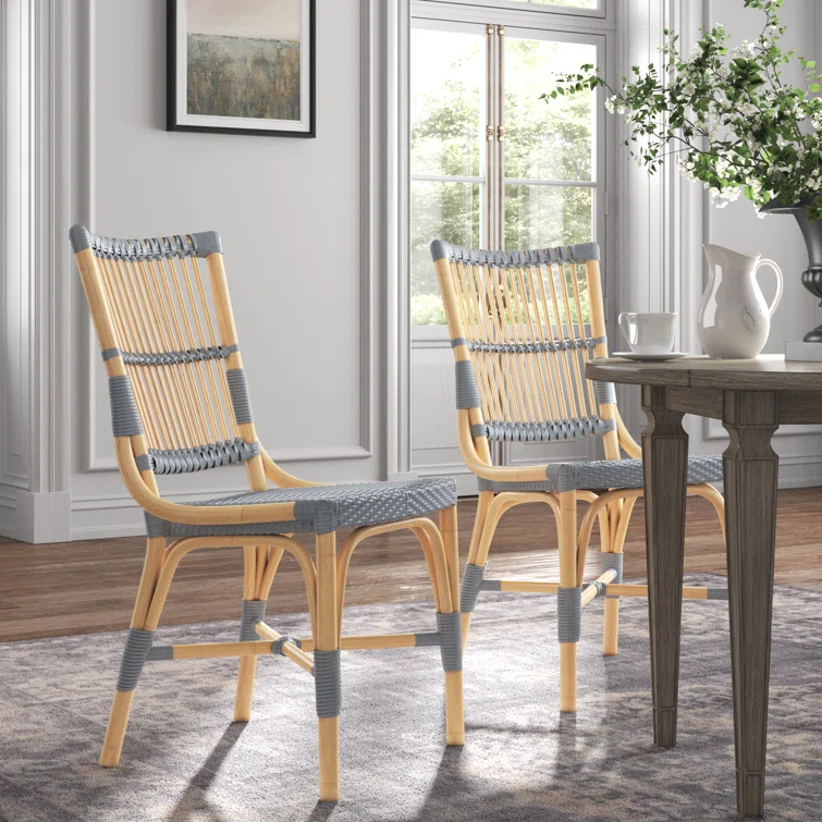 Kelly Clarkson Home Kaylee Slat Back Side Chair in Brown/Gray (Set of 2)