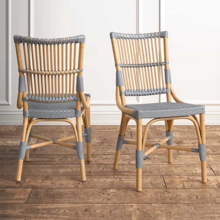 Kelly Clarkson Home Kaylee Slat Back Side Chair in Brown/Gray (Set of 2)