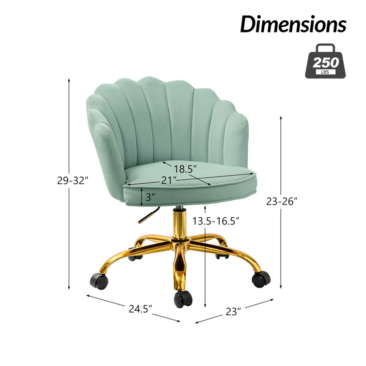 Belanda 23'' W Modern VelvetTask Chair with Tufted Back