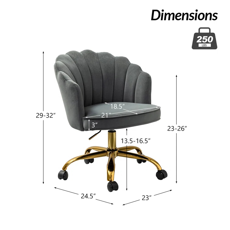 Belanda 23'' W Modern VelvetTask Chair with Tufted Back