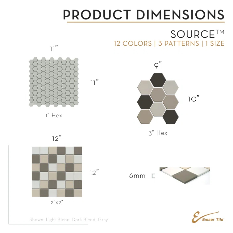 Source™ 11" x 11" Porcelain Honeycomb Mosaic Tile
