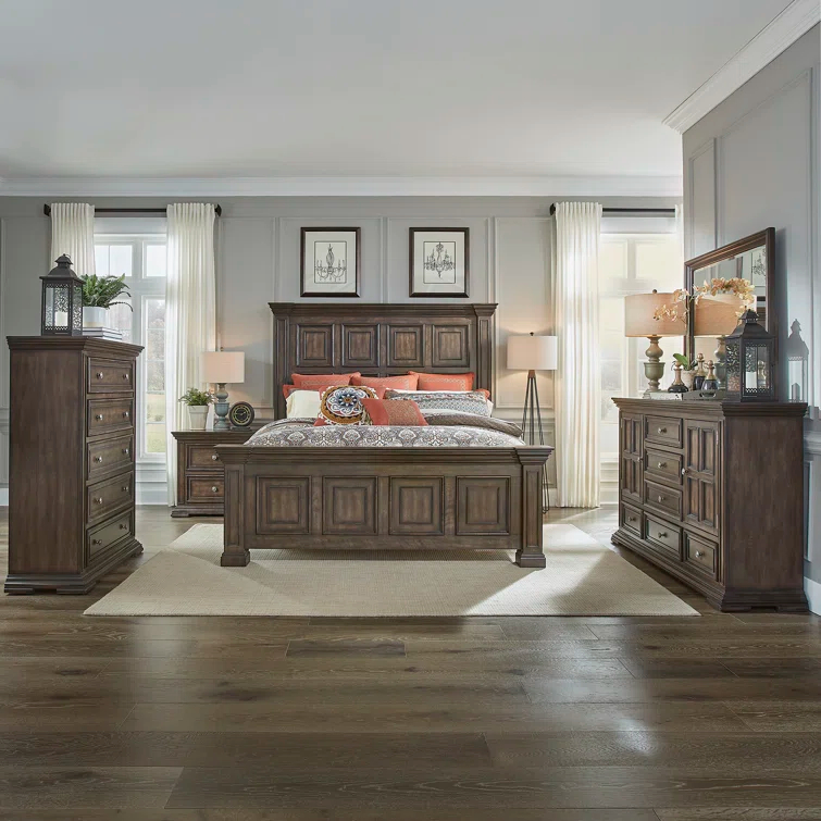 Temple Cloud Panel Bed, Dresser & Mirror, Chest, Night Stand