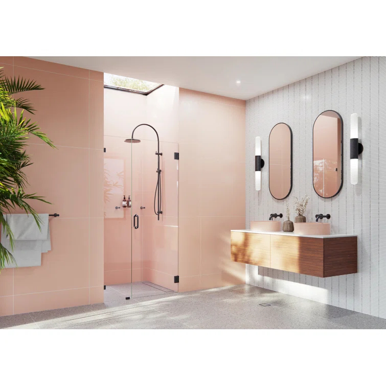 Illume 37.75 in. x 78 in. Fully Frameless Wall Hinge Shower Door