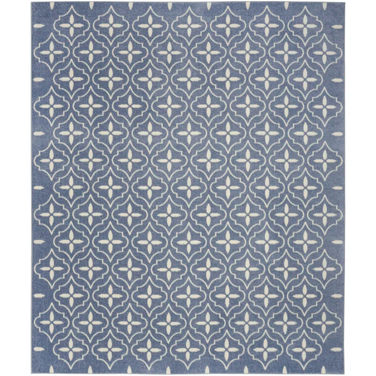 Nourison Essentials Blue/Ivory Indoor/Outdoor Area Rug