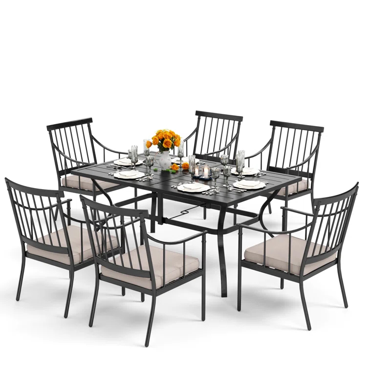 Argyri 6 - Person 60" Long Dining Set with Cushions