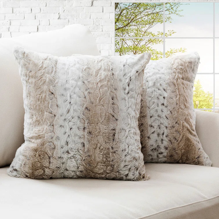 Animal Print Faux Fur Throw Pillow (Set of 2)