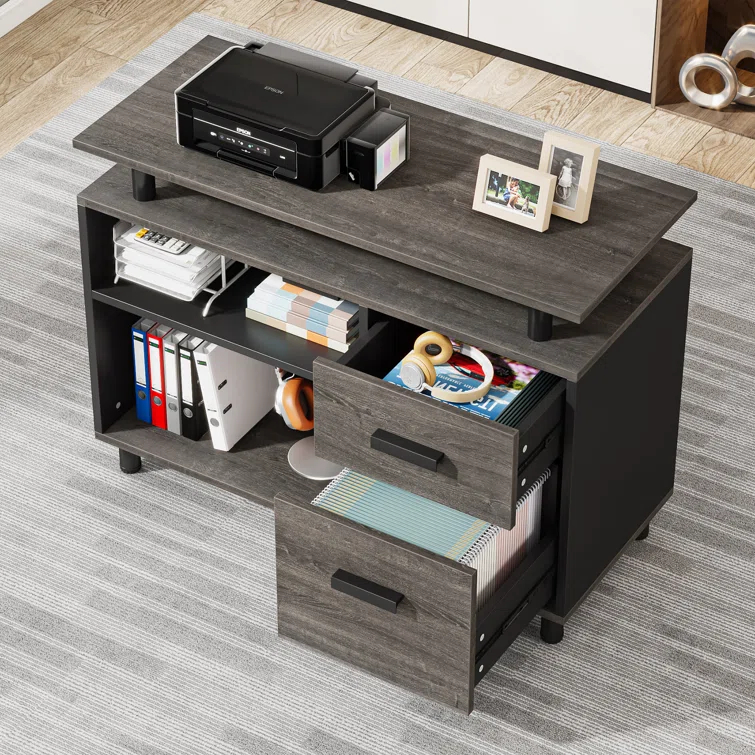 Ottovile 63'' W Executive Desk with File Cabinet for Home Office