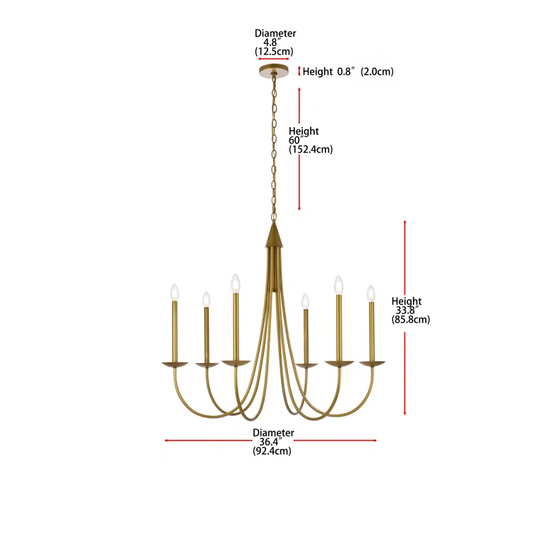 Castlehill 6 Light Metal Dimmable Chandelier