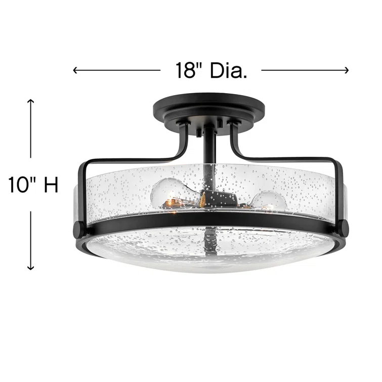 Harper 18-in 3-Light Semi-Flush Mount Retro Ceiling Light