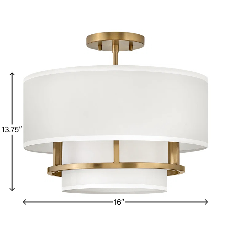 Graham Three-Light Semi-Flush Mount Ceiling Light w/ Faux Parchment Shades