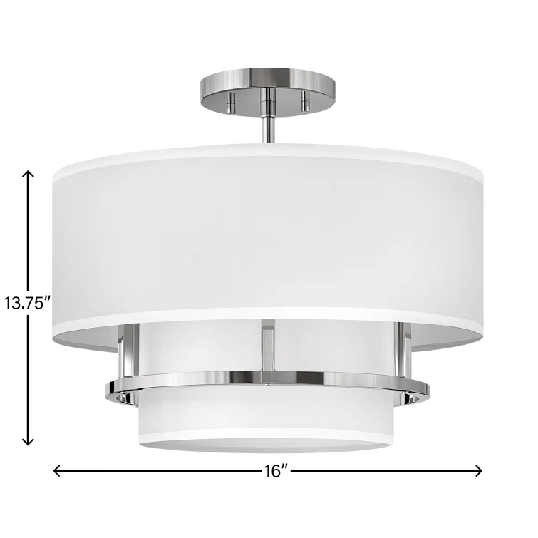 Graham Three-Light Semi-Flush Mount Ceiling Light w/ Faux Parchment Shades