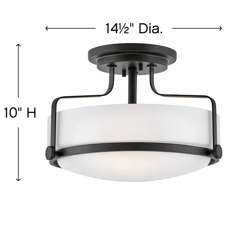Harper 14.5-in 3-Light Semi-Flush Mount Retro Ceiling Light