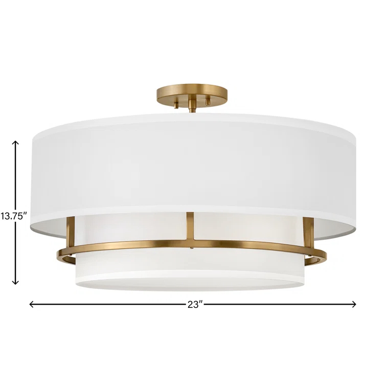 Graham Four-Light Semi-Flush Mount Ceiling Light w/ Faux Parchment Shades