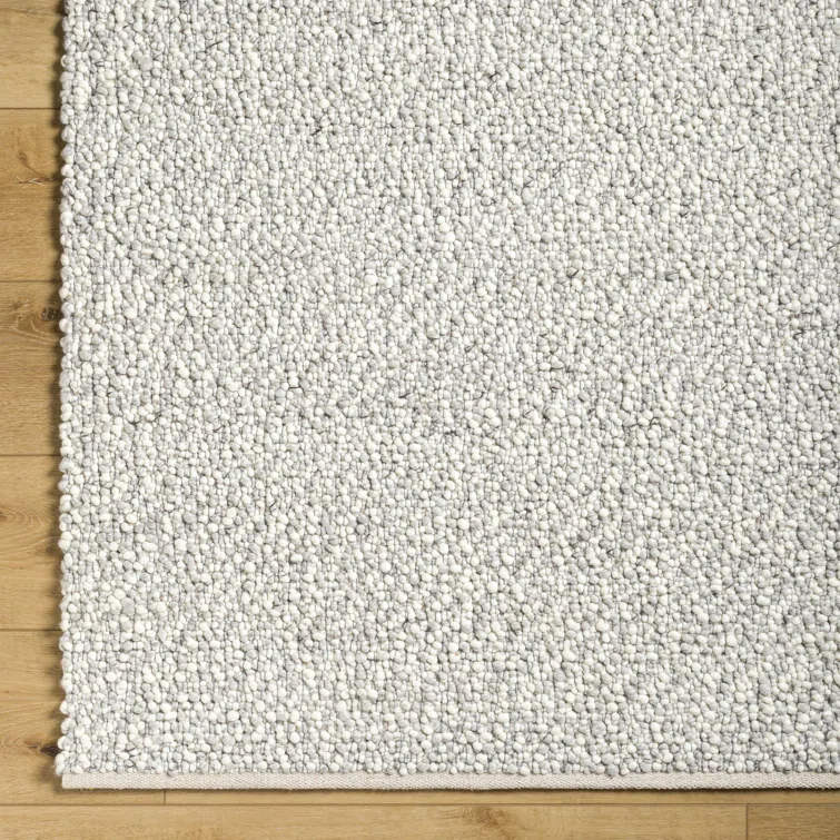 Handmade Ivory Wool and Synthetic 5' x 7' Rectangular Rug