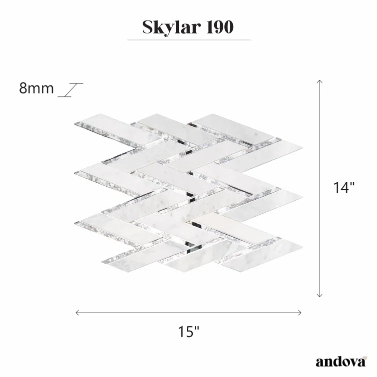 Skylar Stone and Mirror Glass Mosaic Shower Walls, Kitchen Backsplash, Wall and Floor Tile