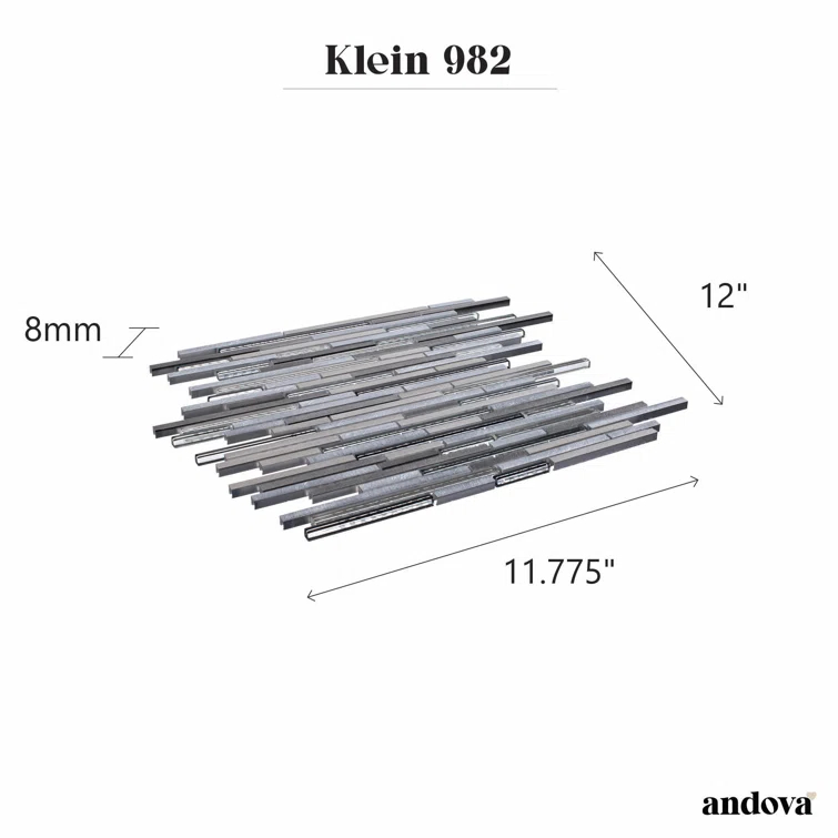 Klein- Bache Aluminum & Glass Random Brick Mosaic Kitchen Backsplash, Bathroom, Shower, Wall and Floor Tile