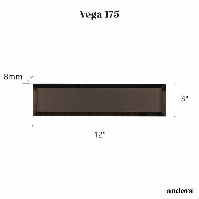 Vega 3" x 12" Beveled Glass Metal Look Subway Wall Tile