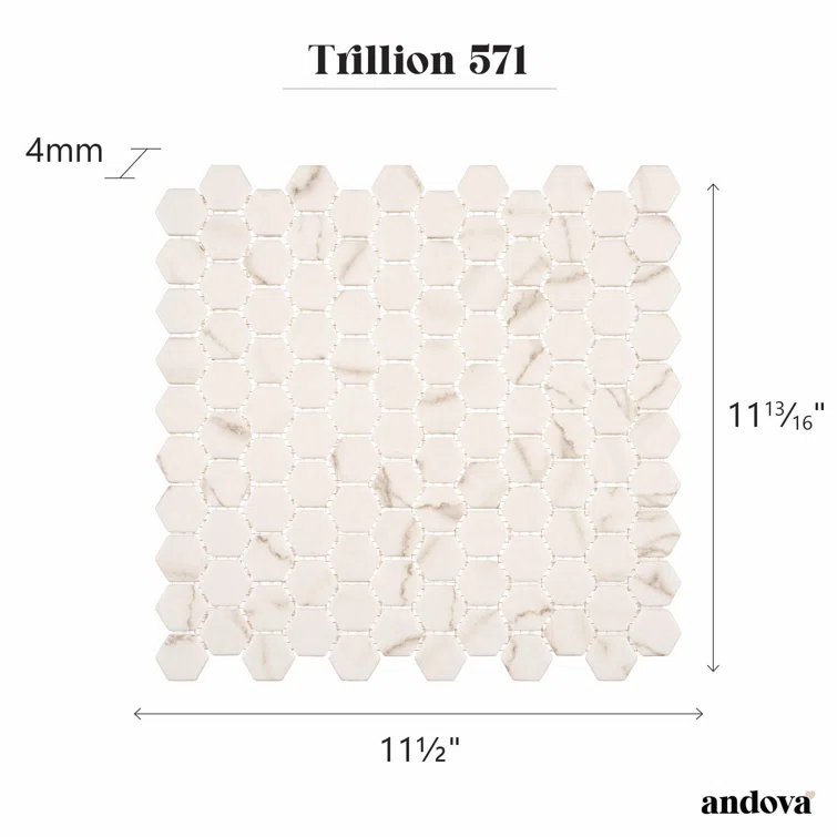 Trillions Hexagon Honeycomb Glass Mosaic Kitchen Backsplash, Bathroom, Shower, Pool, Wall and Floor Tile