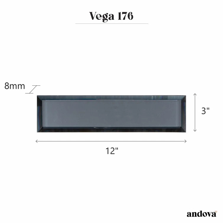 Vega 3" x 12" Beveled Glass Metal Look Subway Wall Tile