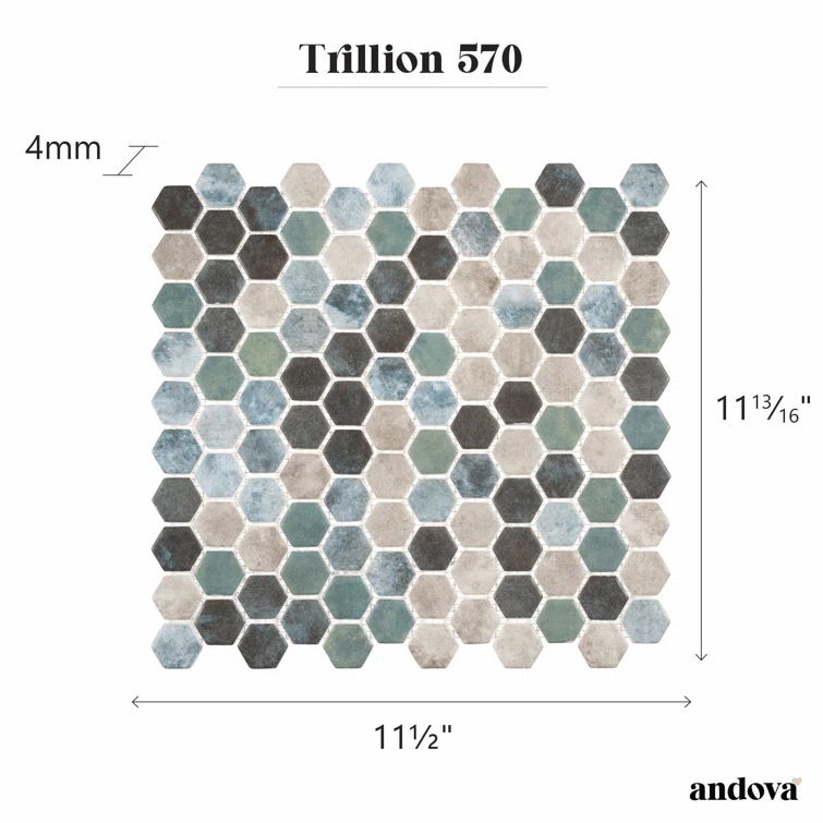 Trillions Hexagon Honeycomb Glass Mosaic Kitchen Backsplash, Bathroom, Shower, Pool, Wall and Floor Tile