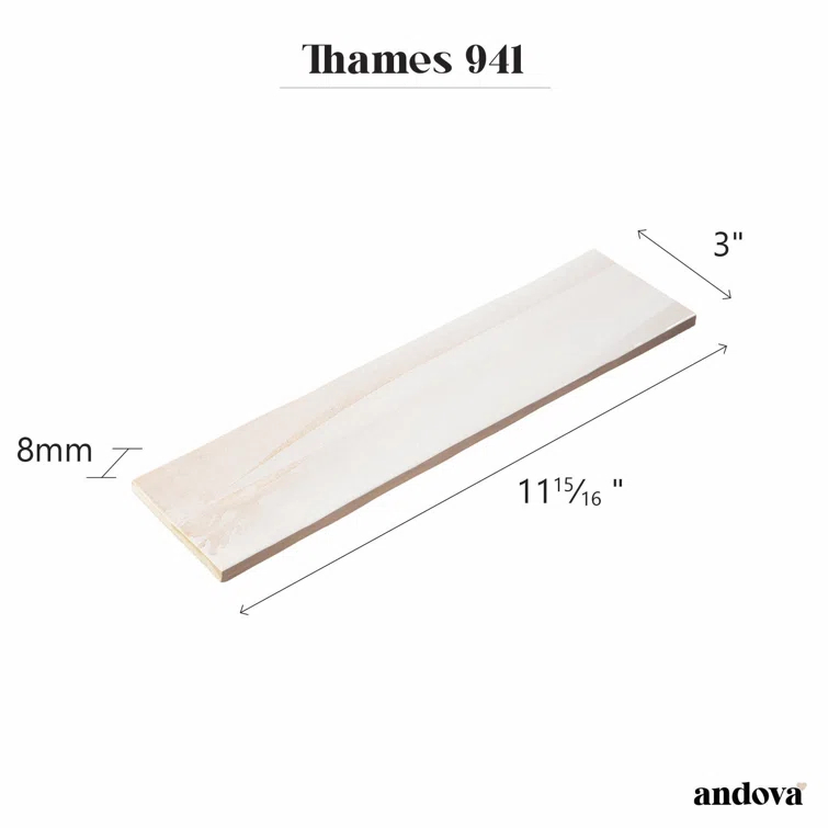 Thames 3-in. x 12-in. Subway Marble Look Satin Ceramic Wall Tile