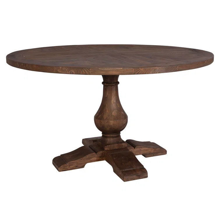 54'' Round Reclaimed Wood Dining Table in Brown and Gray