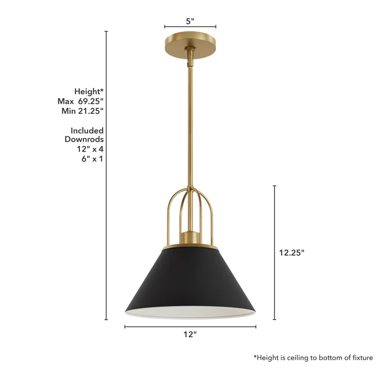 Jasmine Roth 1 - Light Flat Matte Black Cone Pendant