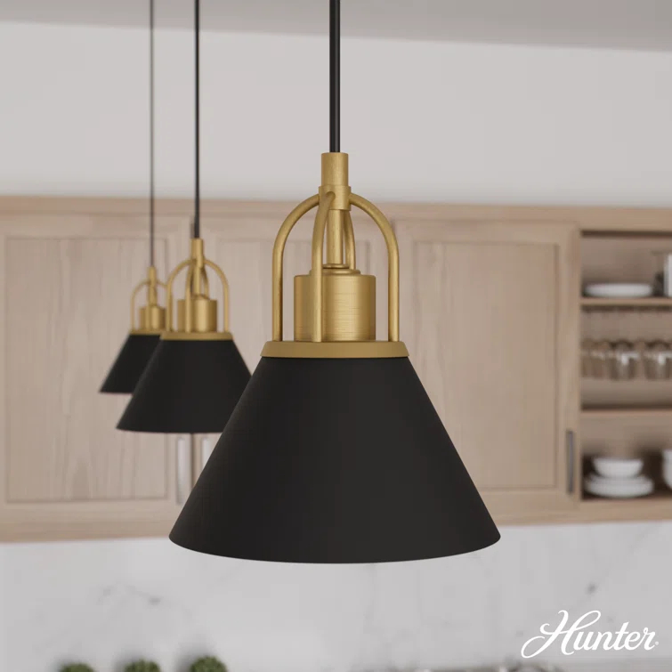 Jasmine Roth 1 - Light Flat Matte Black Cone Pendant