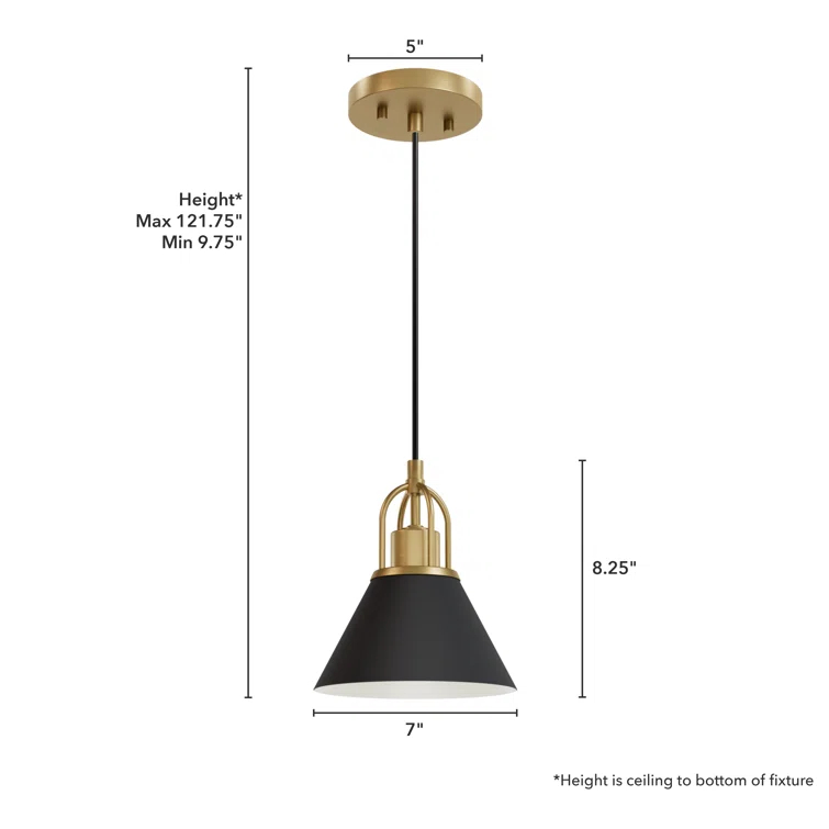 Jasmine Roth 1 - Light Flat Matte Black Cone Pendant