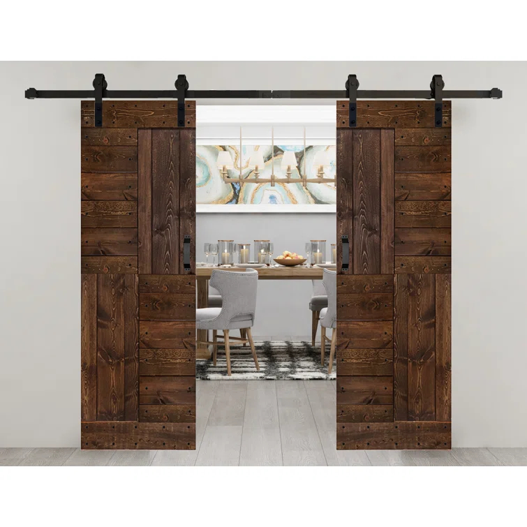 Patented Product S Series Solid Wood Double Sliding Barn Door With Hardware Kit(Set of 2)-Assembly Needed (Set of 2)