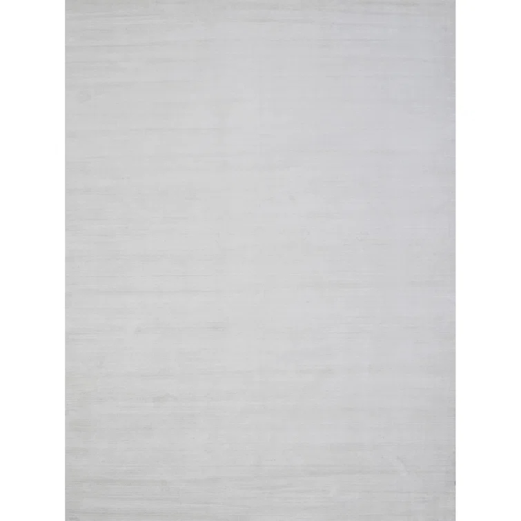Hand-Knotted Gray Silk and Cotton Rectangular Area Rug
