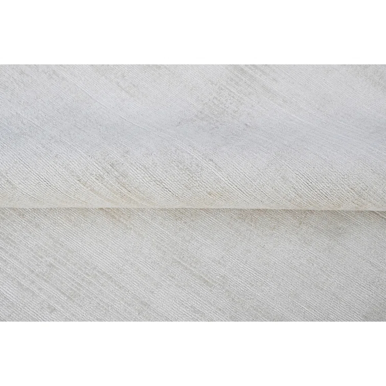 Hand-Knotted Gray Silk and Cotton Rectangular Area Rug
