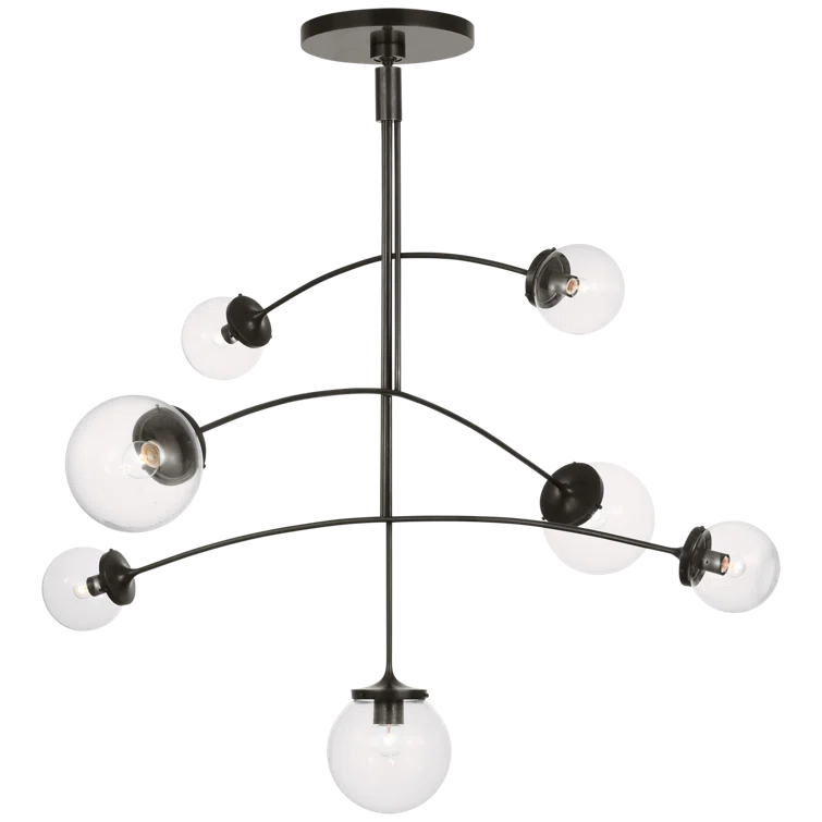 Bronze Sputnik 7-Light Chandelier with Clear Glass Shades