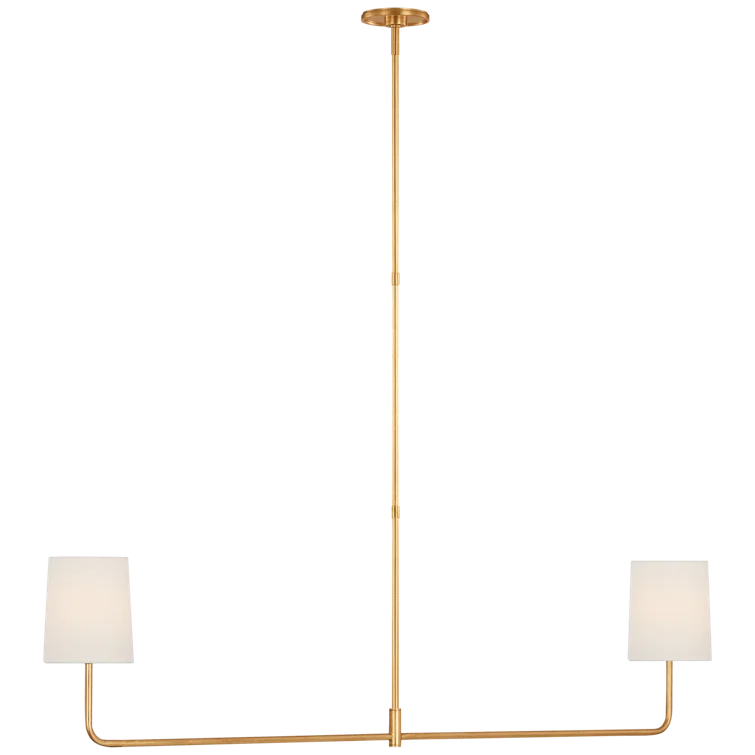Gilded Gold 54" Linear Chandelier with White Shades
