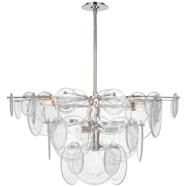 Loire Polished Nickel and Clear Glass 9-Light Chandelier