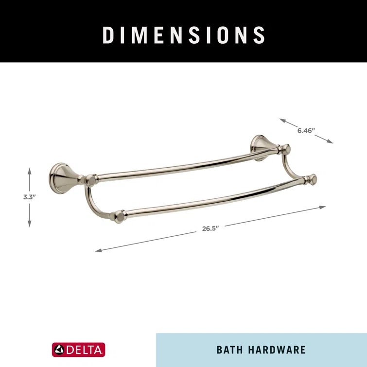 Cassidy 24 in. Wall Mount Double Towel Bar Bath Hardware Accessory